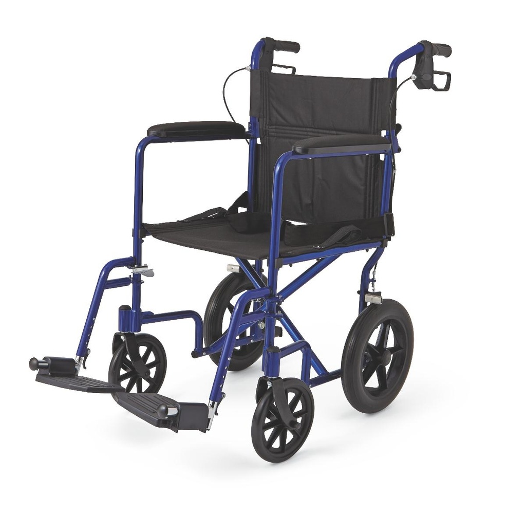 Medline Aluminum Transport Chair with 12" Wheels (BLUE)