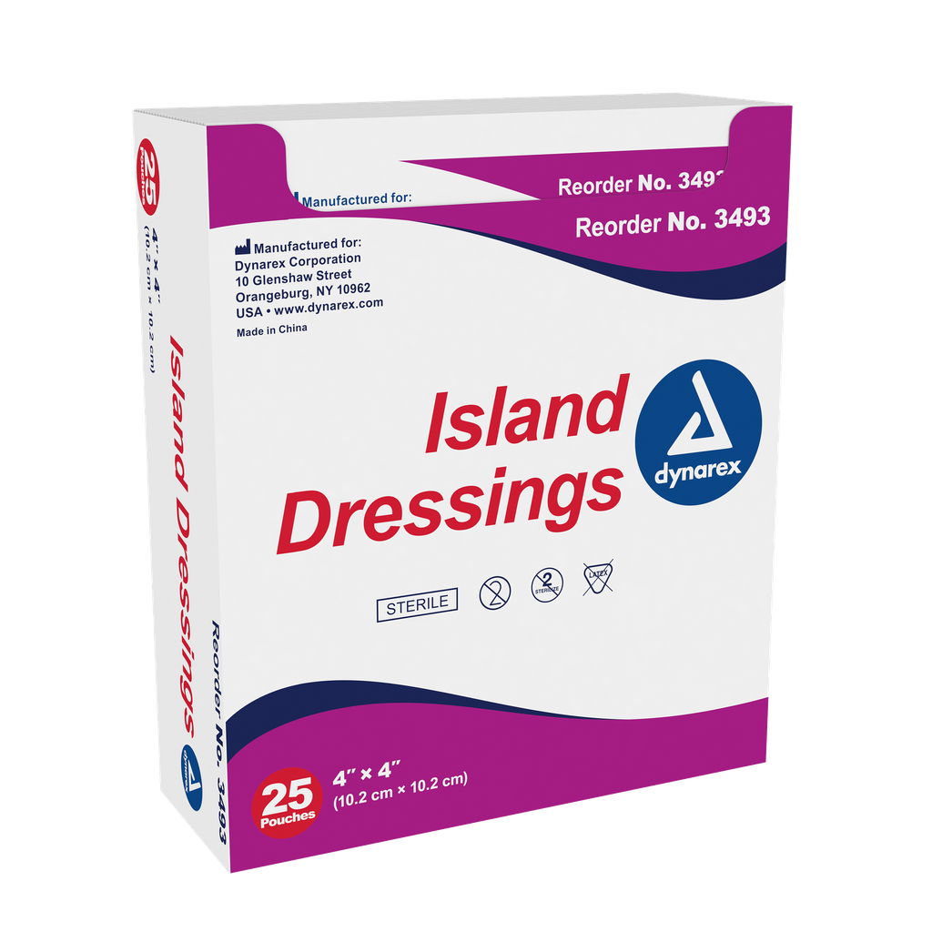 Dynarex Island Dressing, Sterile, 4" X 4" (25 / Box)