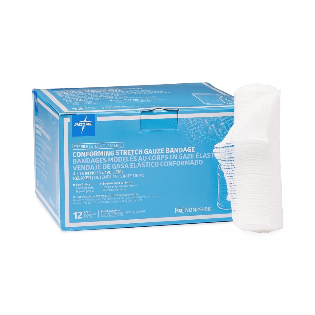 Medline Sterile Conforming Bandages 4" x 75", 12/Box