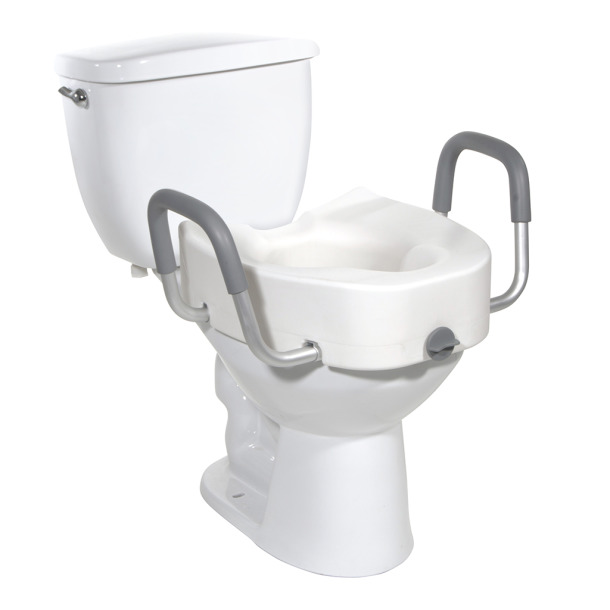 Raised Toilet Seat w/Arms, Elongated 5"