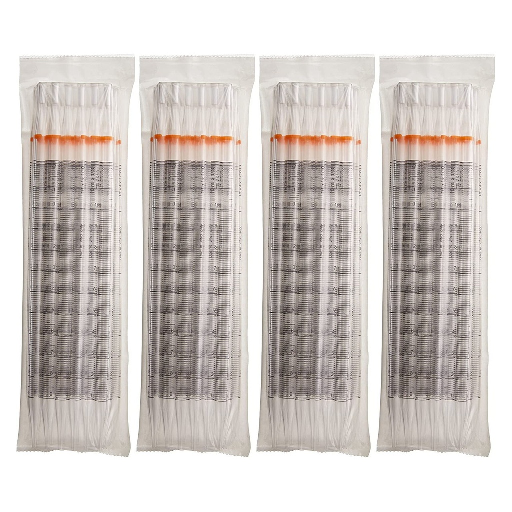 Serological Pipette, 10mL, PS, Standard Tip, 345mm, STERILE, Orange Band, 25 / Bag