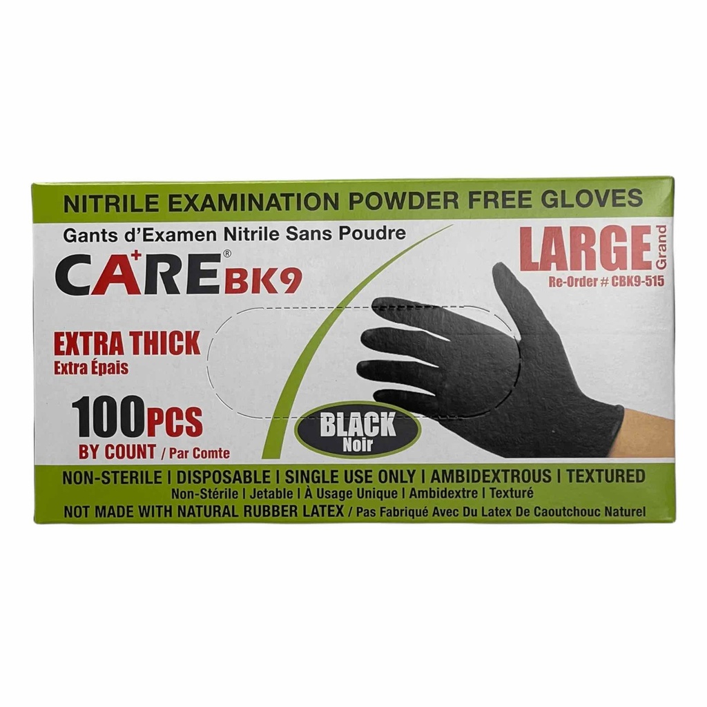 CARE MEDIUM Black Nitrile Exam Powder-Free Gloves, , 100 / Box