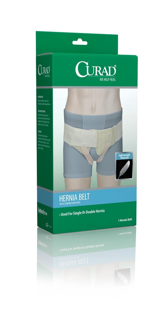 CURAD Hernia Belt with Removable Compression Pads, Hook-and-Loop Closure, Elastic, Black, Size  M