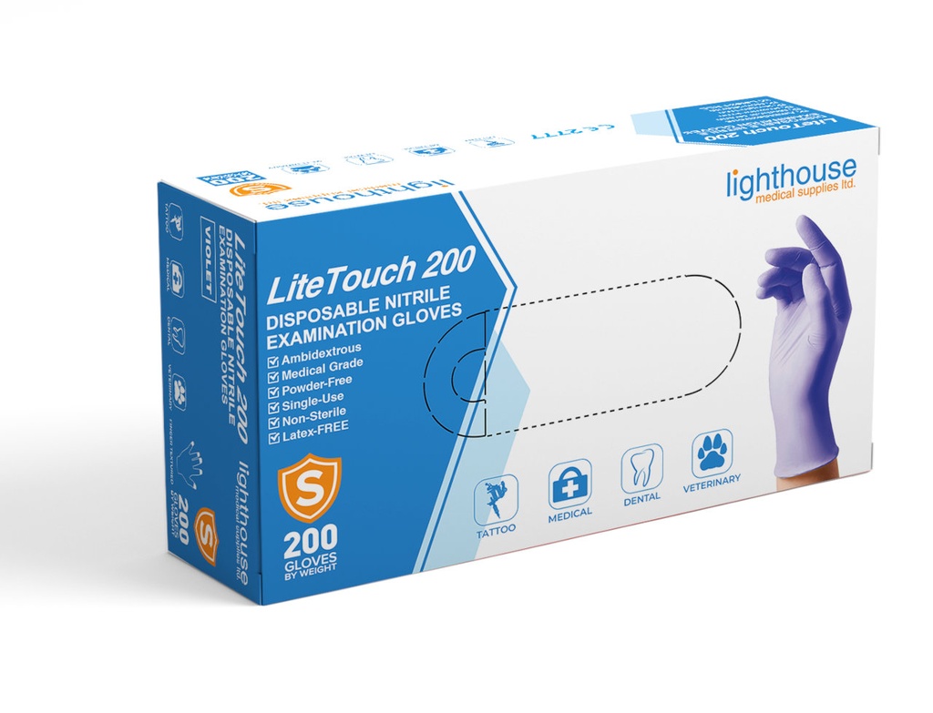 LHMS Medium Nitrile Medical Examination Gloves, Powder-Free, Non- Sterile, Violet 200 / Box