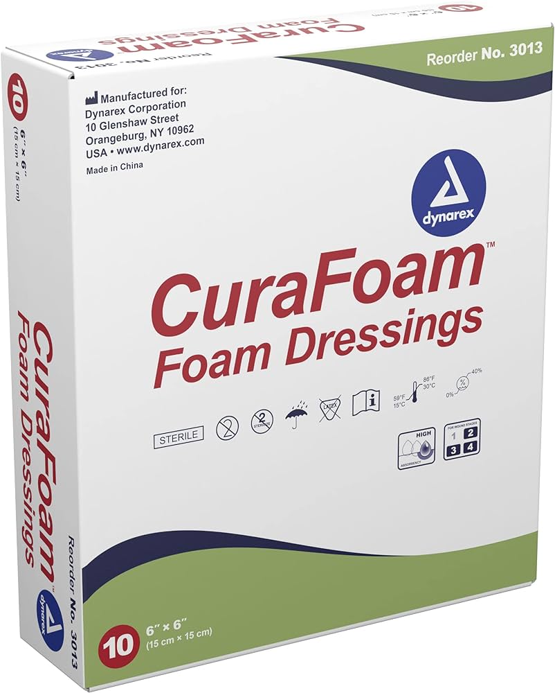 CuraFoam - Foam Dressing 6" X 6" (Box of 10)