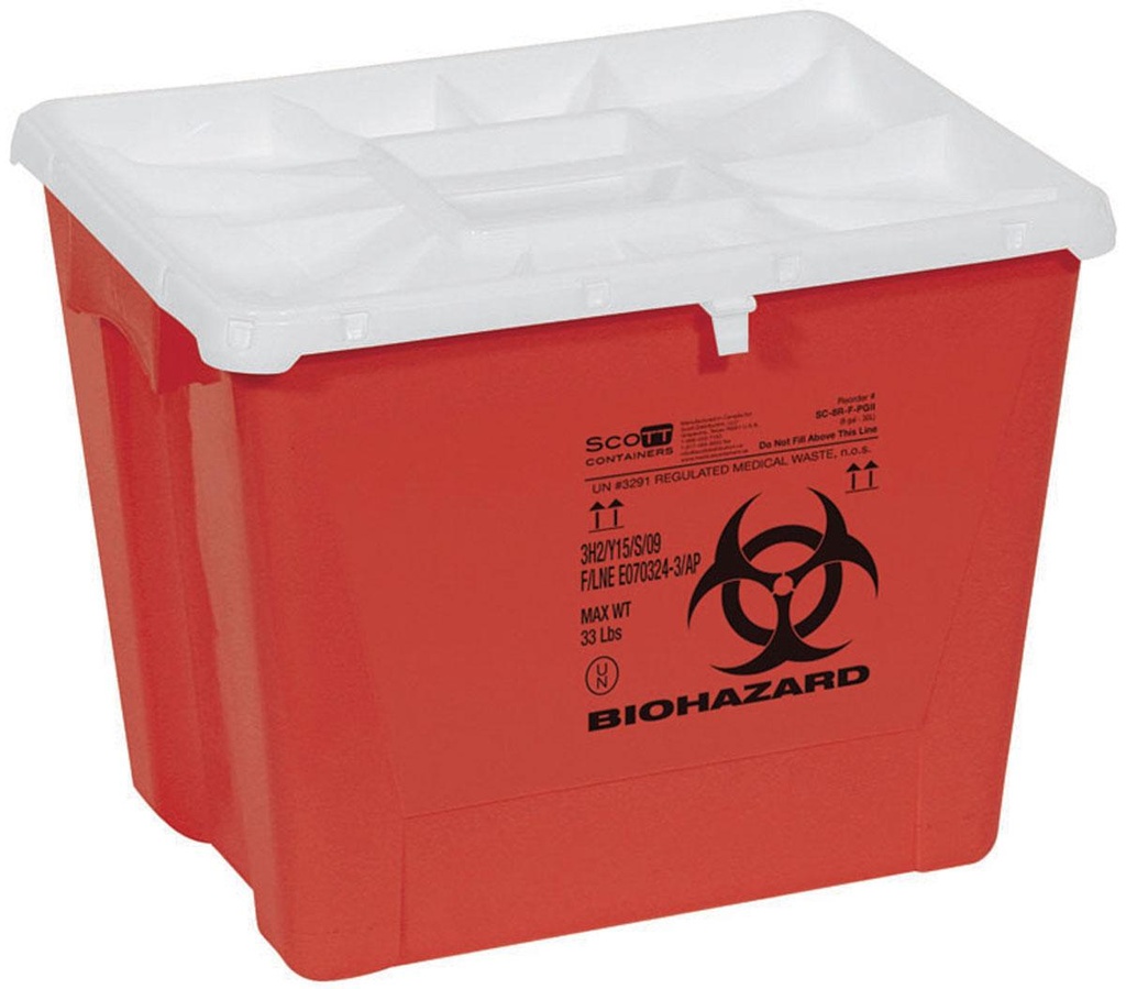 MEDLINE Sharps Containers, Red, Sliding Lid, 8 gal