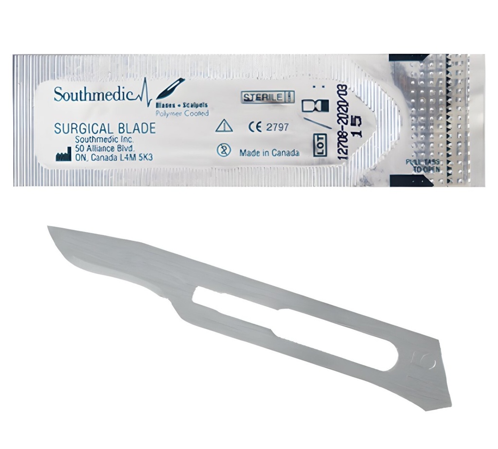 Southmedic Polymer Coated SS Blades (STERILE/#15C) - BOX OF 50 PIECES