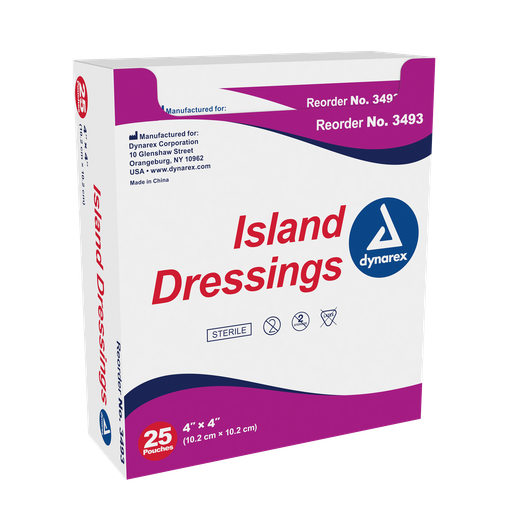 [3493] Dynarex Island Dressing, Sterile, 4" X 4" (25 / Box)