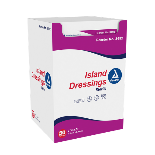 [3492] Dynarex Island Dressing, Sterile, 2" X  3.5" (50 / Box)