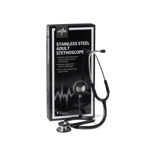 [MDS92260] Medline Elite Stainless Steel Stethoscope - BLACK