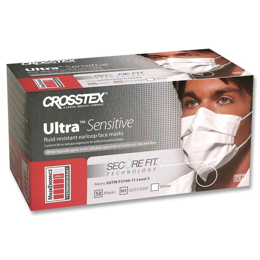 [GCFCXSFSF] Crosstex Ultra Sensitive Earloop Mask w/Secure Fit Mask Technology, 40/Box