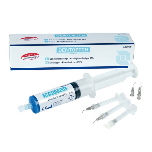 [DETCH-VP] Itena Dentoetch JUMBO 37% Phosphoric Acid Etching Gel - PACK OF 1 (50ML) JUMBO SYRINGE, 5 EMPTY (1.2ML) SYRINGES & 20 NEEDLE TIPS