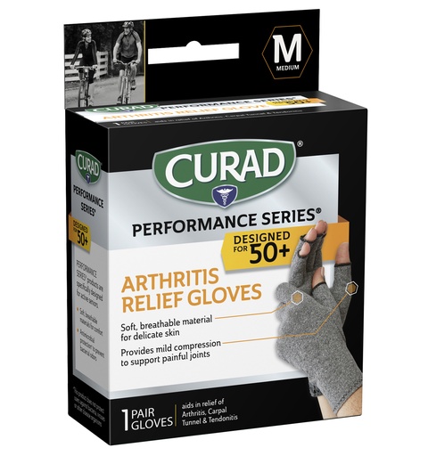 [CURSR19400MD] CURAD PERFORMANCE SERIES 50+ ARTHRITIS SUPPORT GLOVES, SIZE M, 1 PAIR