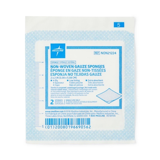 [NON21224] Medline Standard Sterile Nonwoven Gauze Sponges  2" x 2"  BOX OF 50